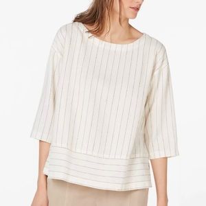 Petites Eileen Fisher Boxy Pinstripes Top Size PS/PP NWT